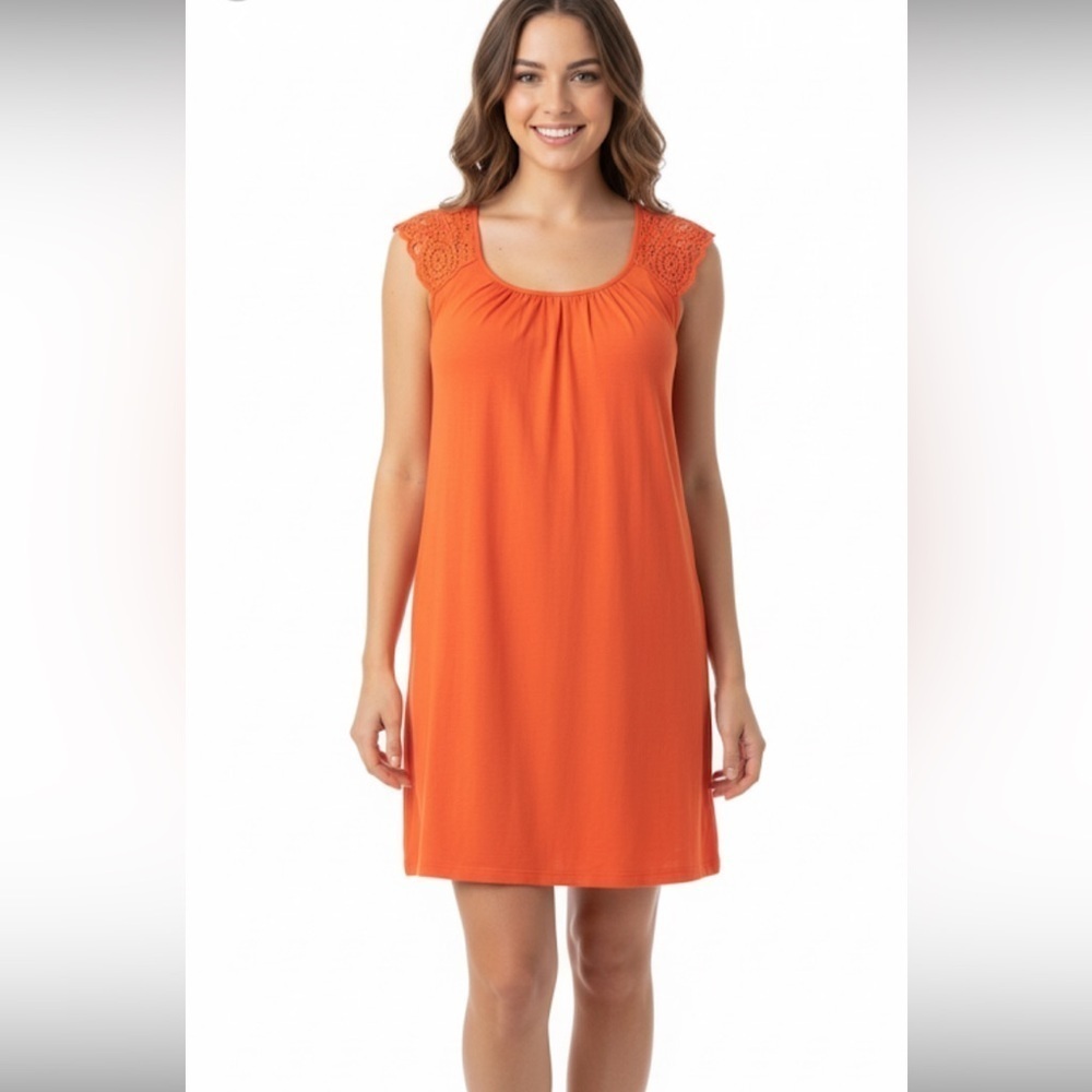 SANGRIA orange jersey style summer dress size small